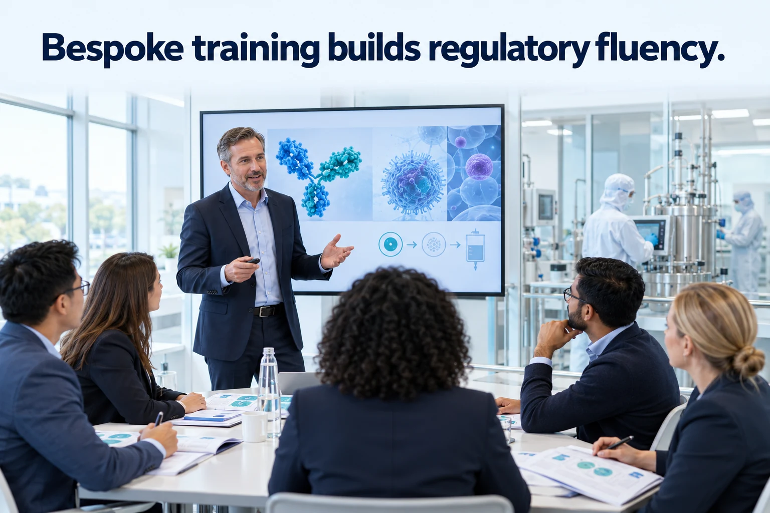 Conceptual illustration for building regulatory fluency across biologics and advanced therapies
