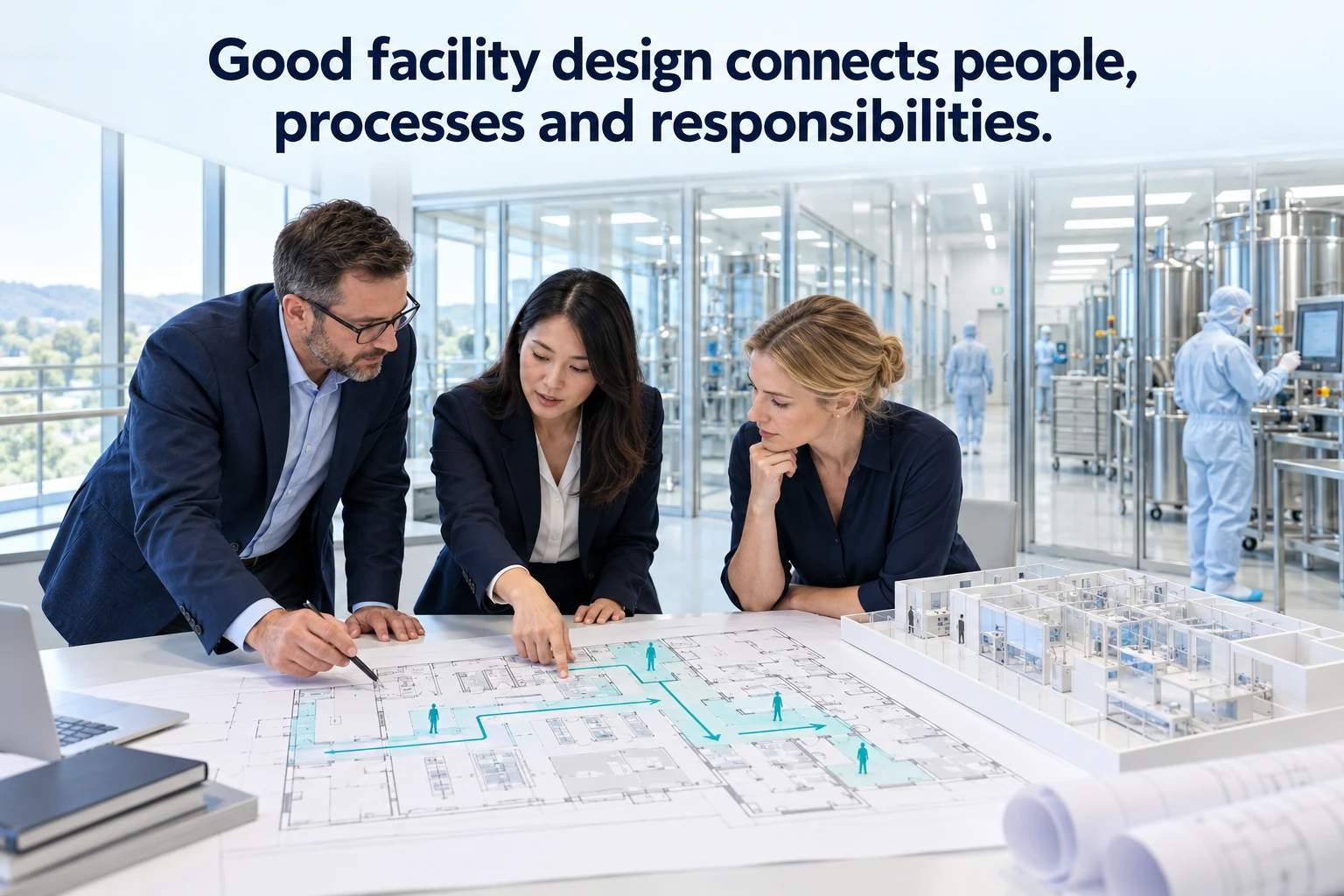 Conceptual illustration for translating regulatory and operational requirements into a workable cleanroom design